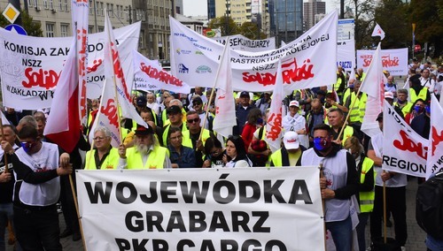 Pikieta pracowników PKP Cargo