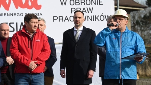 pikieta pracowników PG "Silesia" w marcu 2025 roku