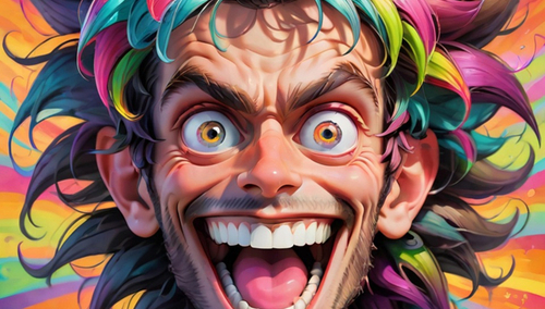 Mężczyzna z kolorowymi włosami. Ilustracja poglądowa