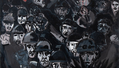 "Mamy przywódcę" z cyklu "Robotnicy", 1980; źródło: desa.pl 