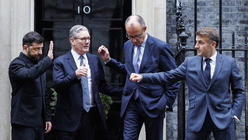 Wołodymyr Zełenski, Keir Starmer, Friedrich Merz, Emmanuel Macron