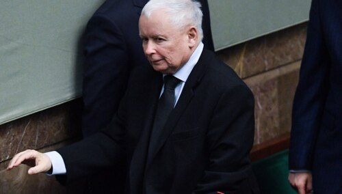 Jarosław Kaczyński na sali obrad Sejmu w Warszawie