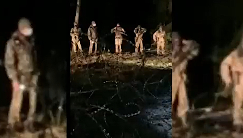 białoruscy pogranicznicy na granicy z Polską