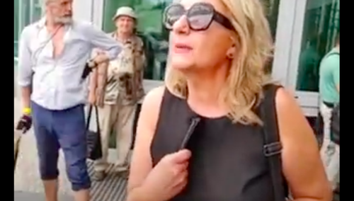 Stanęła naprzeciw agresywnych zwolenników opozycji. "Jaki prawem mnie pan obraża?" [WIDEO]