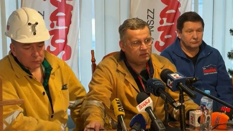 Konferencja prasowa NSZZ "Solidarność" w PG Silesia
