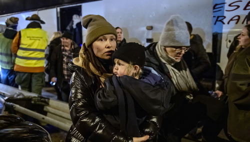 uchodźcy na polsko-ukraińskim przejściu granicznym w Hrebennem