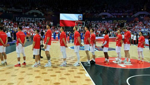  Koszykarze reprezentacji Polski przed meczem z Izraelem