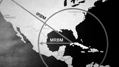Zasięg radzieckich pocisków MRBM i IRBM rozmieszczonych na Kubie w 1962 roku