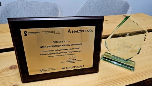 DOMS Sp. z o.o. uhonorowany wyróżnieniem "Lider zarządzania wiekiem w firmach"