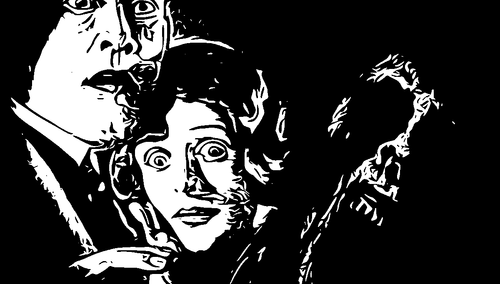 Przestraszona kobieta i przestraszony mężczyzna. Ilustracja poglądowa