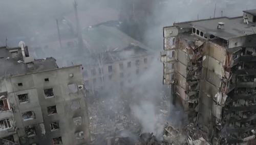 Skutki rosyjskich bombardowań w Borodziance