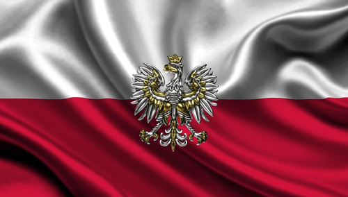 Flaga Polski. Orzeł w koronie