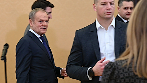 Donald Tusk, Justin Trudeau i Monika Rutke [tyłem]