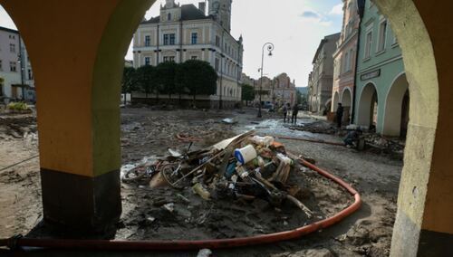 Rumowisko po powodzi w miejscowości Lądek-Zdrój