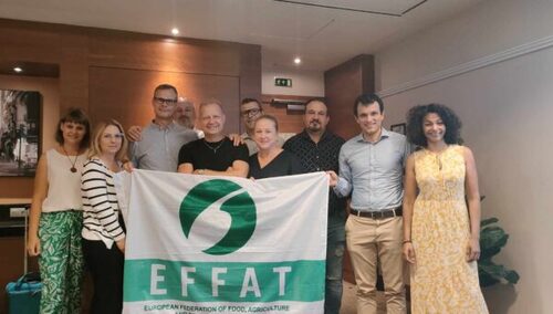 Polska reprezentacja w Walencji - przedstawiciele "S", przedstawiciel OPZZ oraz organizatorzy z EFFAT-u, z sekretarzem generalnym EFFAT, Kristjanem Bragasonem.