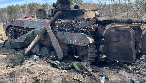 Zniszczony rosyjski pojazd pancerny
