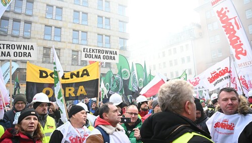 Protest górników i energetyków w Warszawie