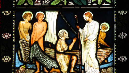 Powołanie uczniów, witraż w kościele św. Michała, Lewes, East Sussex