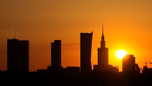 Warszawa. Wschód słońca