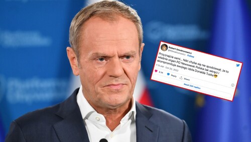 Donald Tusk na konferencji prasowej w Biurze Krajowym PO w Warszawie