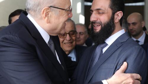 Lider HTS oraz faktyczny przywódca Syrii Ahmed asz-Szara i premier Libanu Nadżib Mikati