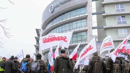 Protest leśników zrzeszonych w Solidarności