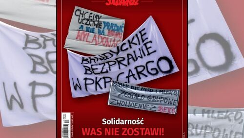 Transparenty protestujących pracowników