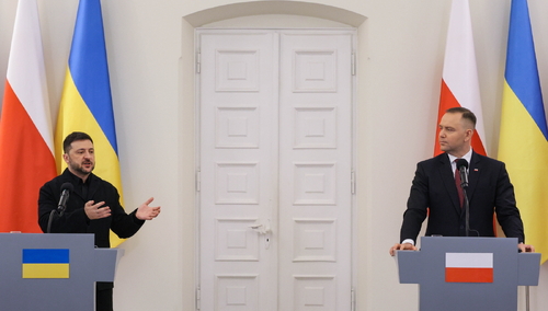 Wołodymyr Zełenski i Karol Nawrocki. Konferencja prasowa po spotkaniu przywódców w Pałacu Prezydenckim w Warszawie