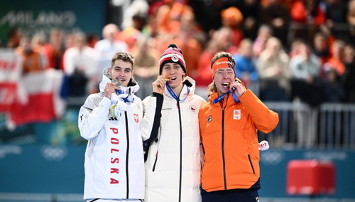 Reprezentant Polski Władimir Semirunnij (srebro), Czech Metodej Jilek (złoto) i Holender Jorrit Bergsma (brąz)