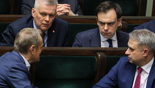 Posiedzenie Sejmu, Donald Tusk, Tomasz Siemoniak, Andrzej Domański i Krzysztof Gawkowski
