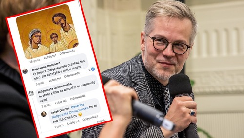 Jacek Dehnel oraz screen rozmowy z Małgorzatą Omilanowską