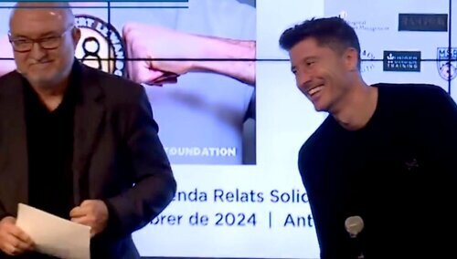 Robert Lewandowski i dziennikarz Sergio Mas