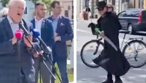 "Zorro" pojawił się na konferencji prasowej PO w Płońsku