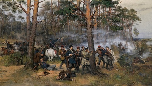 Scena z powstania styczniowego, obraz T. Ajdukiewicza z 1875