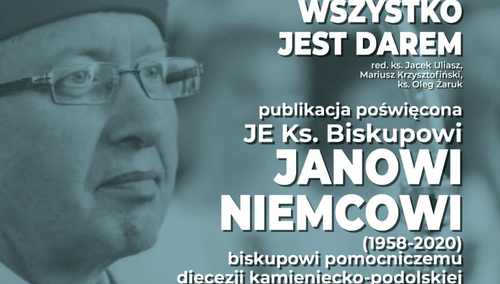 Plakat promujący prezentację książki pt. "Wszystko jest darem"