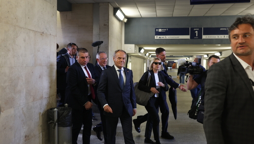 Katowice, 07.05.2024. Donald Tusk oraz Bartłomiej Sienkiewicz 