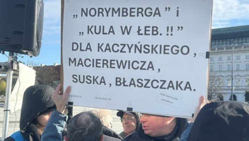Transparent z groźbami skierowanymi m.in. wobec Jarosława Kaczyńskiego