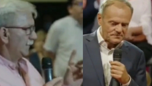 "Nie przekroczy pan więcej niż 20 procent". Mocne słowa do Tuska w Dzierżoniowie [WIDEO]