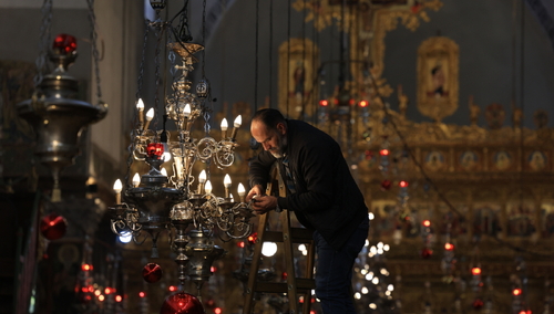 Wigilia w Bazylice Narodzenia Pańskiego w Betlejem