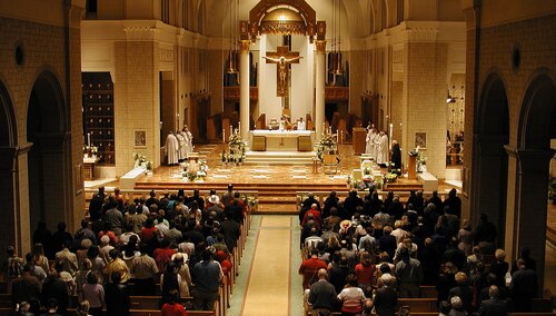 Wnętrze kościoła benedyktynów w Subiaco