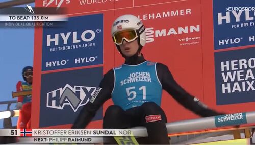 Kristoffer Eriksen Sundal na belce w Lillehammer