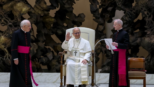 Papież Leon XIV w Auli Pawła VI