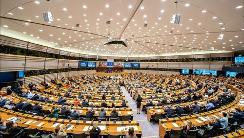 Sala obrad plenarnych Parlamentu Europejskiego w Brukseli