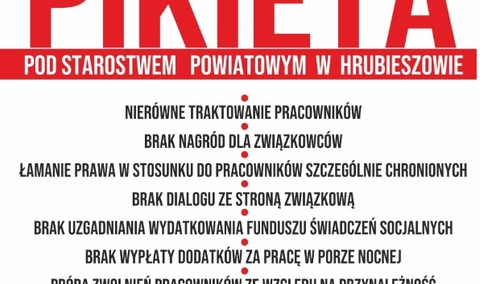Już dziś pikieta "S" pod Starostwem Powiatowym w Hrubieszowie