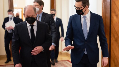Premier Mateusz Morawiecki i kanclerz RFN Olaf Scholz, 12/12/2021