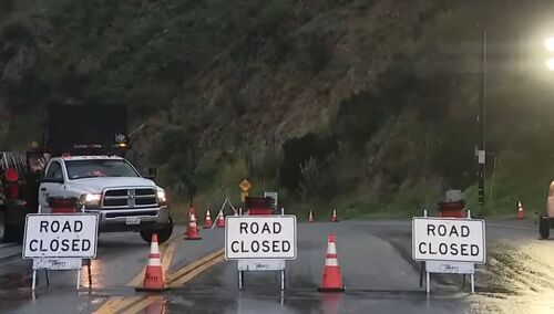 zamknięta droga w Kalifornii