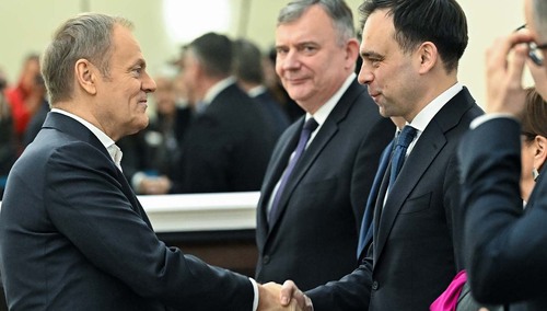 Premier Donald Tusk i minister finansów Andrzej Domański