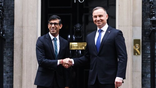 Premier Wielkiej Brytanii Rishi Sunak oraz prezydent Polski Andrzej Duda