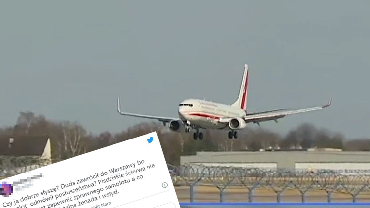 Awaryjne lądowanie samolotu z Prezydentem RP w Warszawie