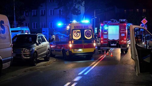 Akcja ratowinicza podczas pożaru bloku mieszkalnego przy ul. Moniuszki w Koszalinie